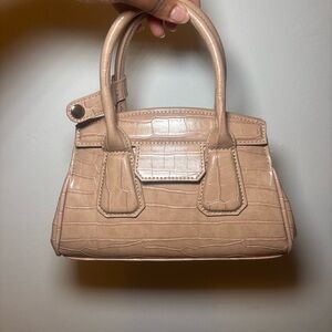 Zara Tan Mini Bag with Crocodile Embossed Texture